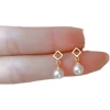 Geometric patterned pearl pendant earrings and stud earrings are versatile, fashionable, trendy, simple and elegant Application Scenario